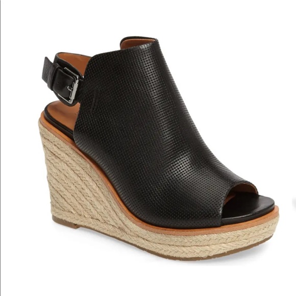 Gentle Souls Jacey Black Espadrille Wedge Sandal
